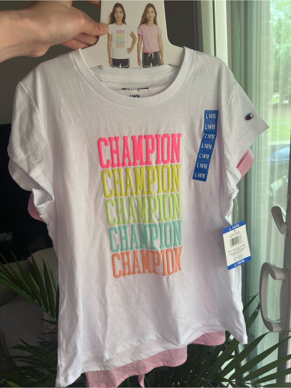 Champion NWT Girls' 2-Pack Tee Pink & White Size  L 14/16